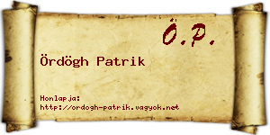Ördögh Patrik névjegykártya